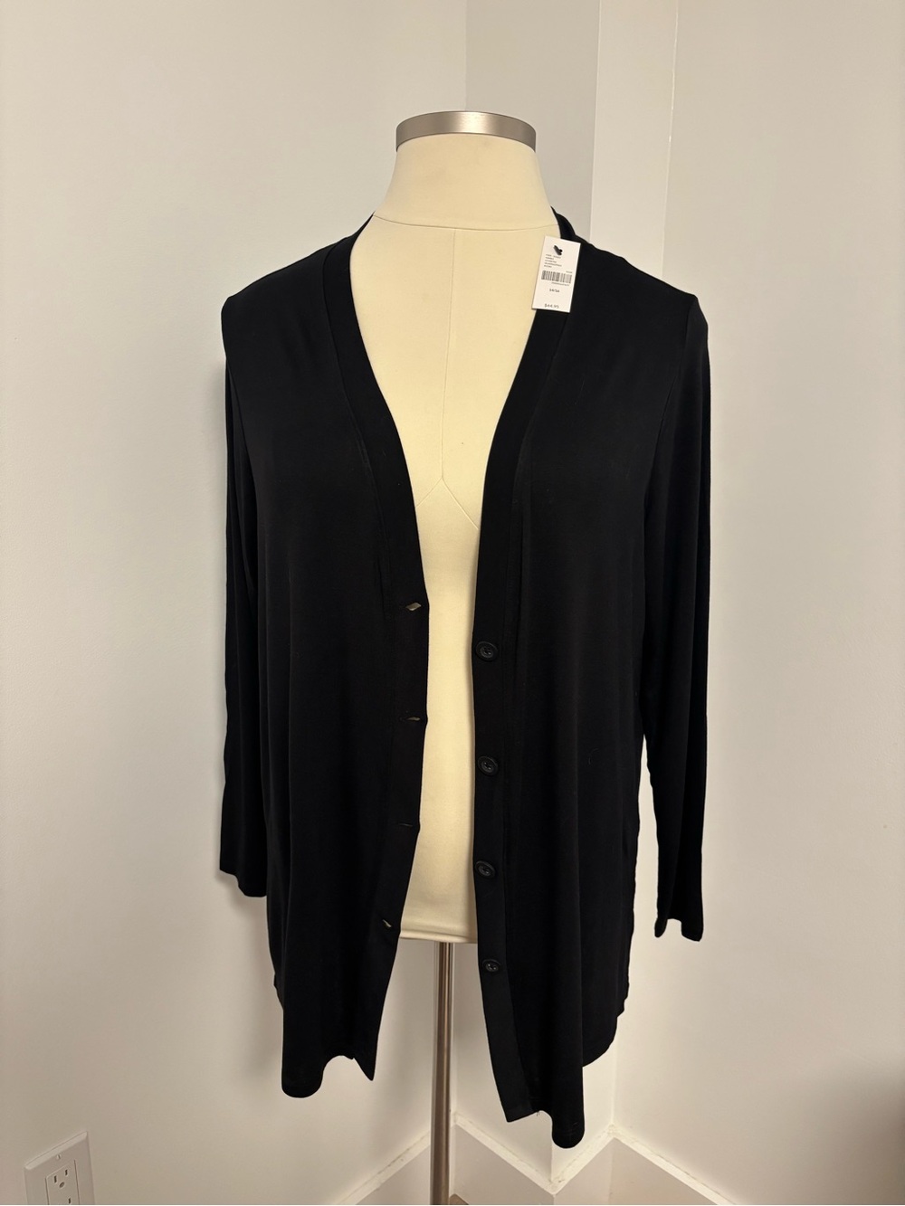 Lane Bryant Black Button-Front Lightweight Cardigan